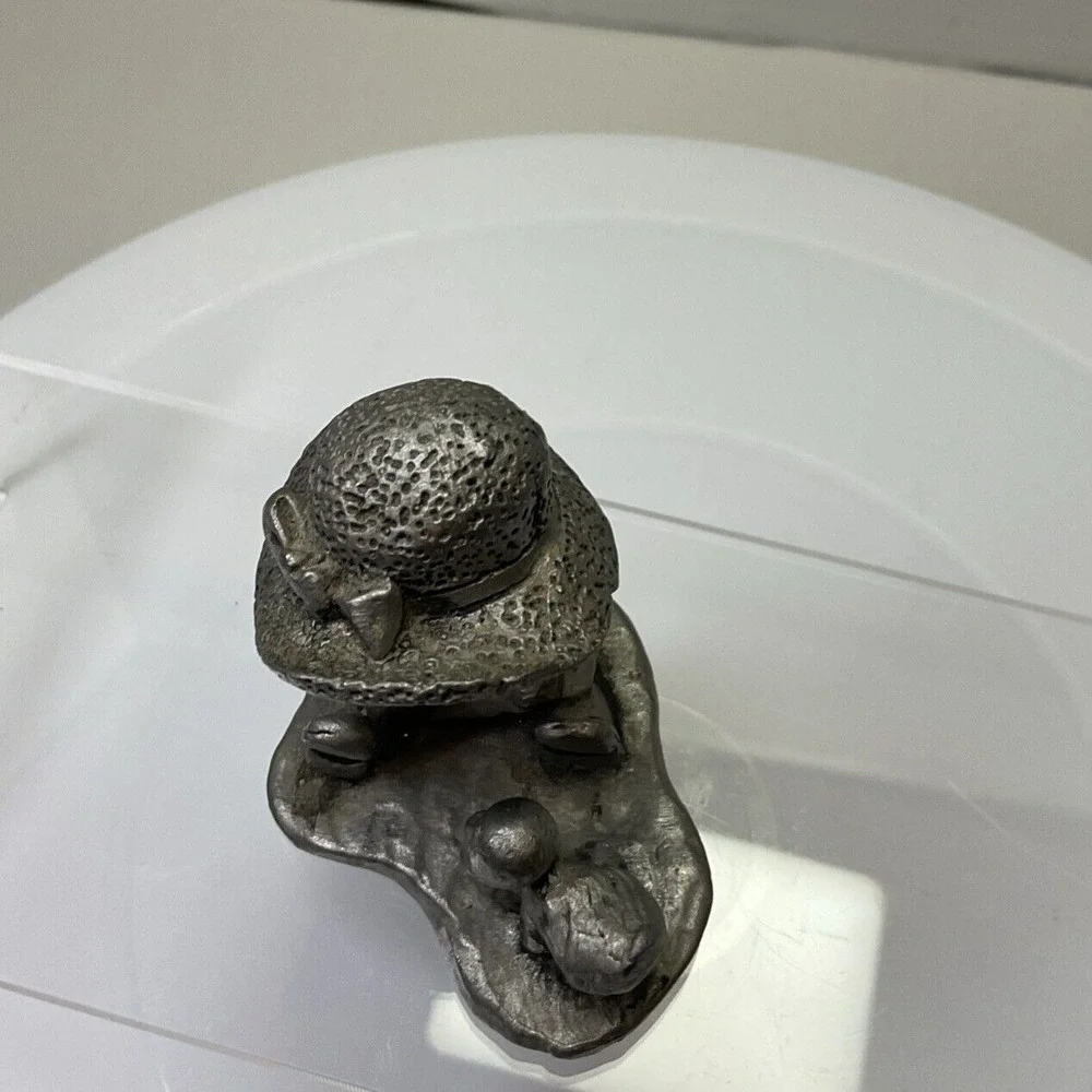 1975 Michael‎ Ricker Pewter Signed Figurine of Girl with Big Hat and Little Duck